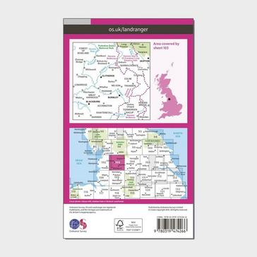 Pink Ordnance Survey Landranger Active 103 Blackburn & Burnley, Clitheroe & Skipton Map With Digital Version