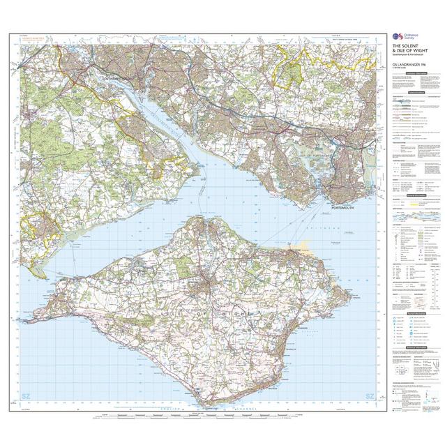Southampton & Portsmouth The Solent & the Isle of Wight OS Landranger Map 