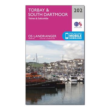 Pink Ordnance Survey Landranger 202 Torbay & South Dartmoor, Totnes & Salcombe Map With Digital Version