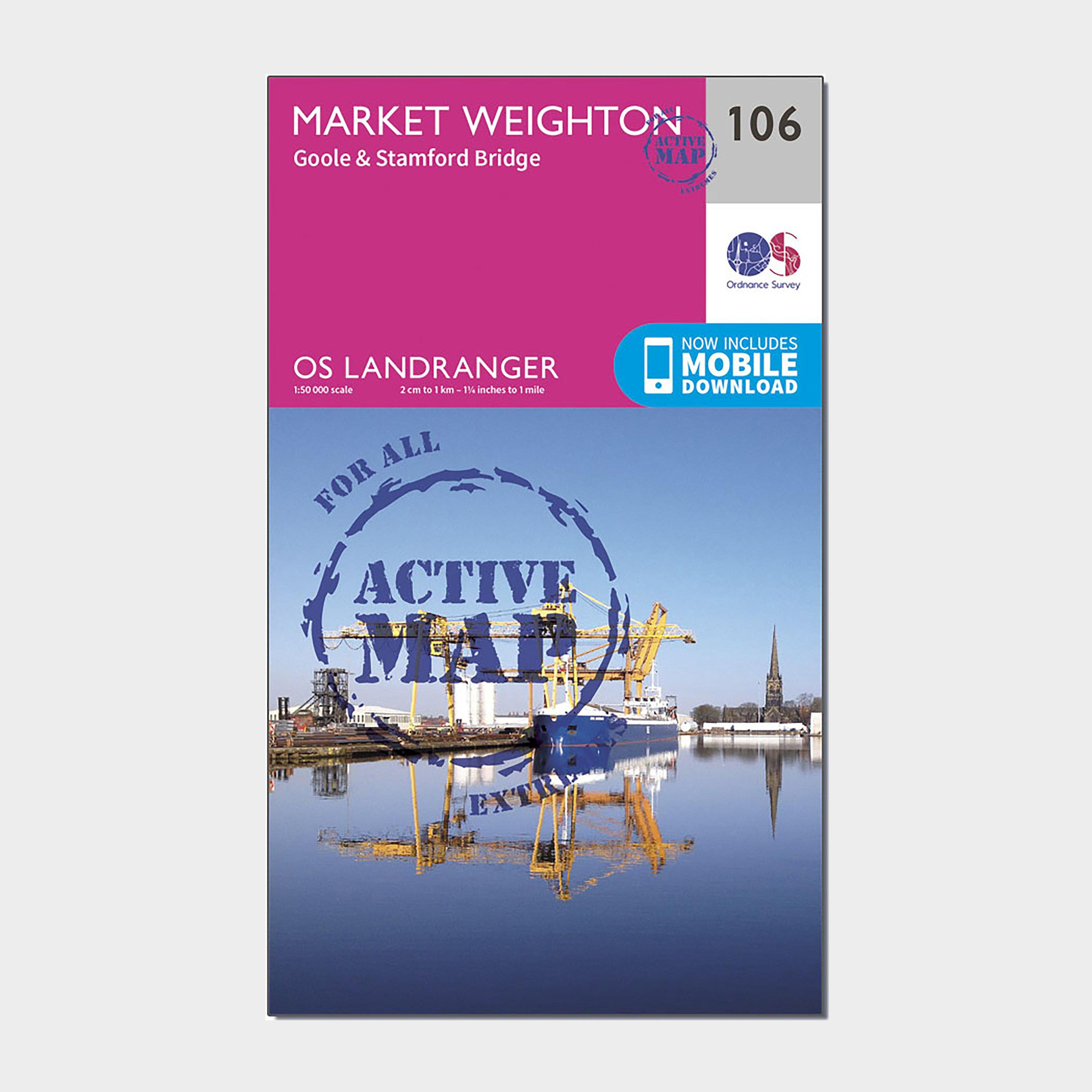 Image of Ordnance Survey Landranger Active 106 Market Weighton, Goole & Stamford Bridge Map With Digital Version - Pink, Pink
