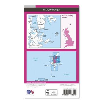 Pink Ordnance Survey Landranger Active 2 Shetland  Sullom Voe & Whalsay Map With Digital Version