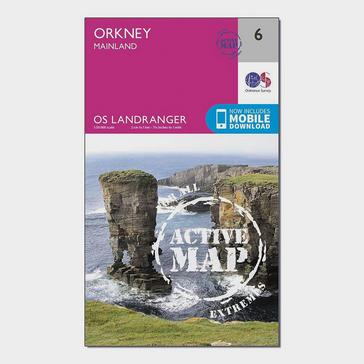 Pink Ordnance Survey Landranger Active 6 Orkney  Mainland Map With Digital Version