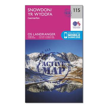 N/A Ordnance Survey Landranger Active 115 Snowdon & Caernarfon Map With Digital Version