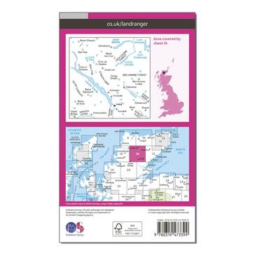 Pink Ordnance Survey Landranger Active 16 Loch Assynt, Lochinver & Kylesku Map With Digital Version