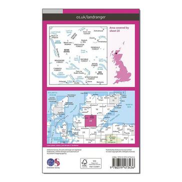 Pink Ordnance Survey Landranger Active 20 Beinn Dearg & Loch Broom Map With Digital Version