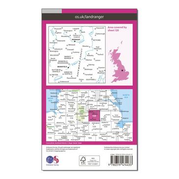 Pink Ordnance Survey Landranger Active 120 Mansfield & Worksop, Sherwood Forest Map With Digital Version