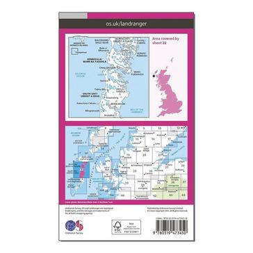 Pink Ordnance Survey Landranger Active 22 Benbecula & South Uist Map With Digital Version