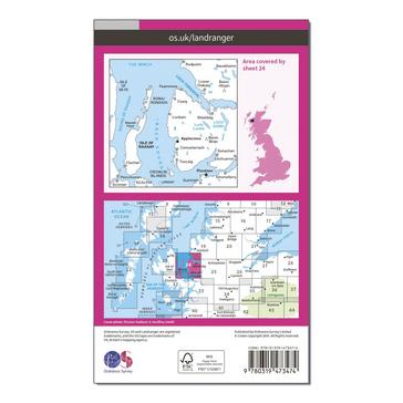 Pink Ordnance Survey Landranger Active 24 Raasay & Applecross, Loch Torridon & Plockton Map With Digital Version