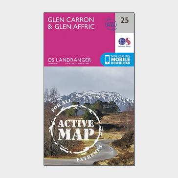 Orange Ordnance Survey Landranger Active 25 Glen Carron & Glen Affric Map With Digital Version