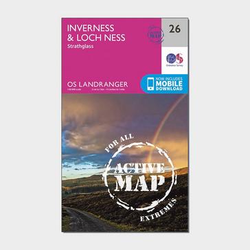 N/A Ordnance Survey Landranger Active 26 Inverness & Loch Ness, Strathglass Map With Digital Version