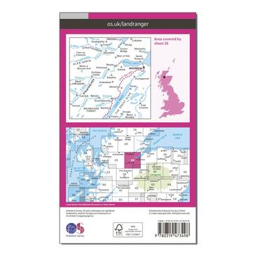 Pink Ordnance Survey Landranger Active 26 Inverness & Loch Ness, Strathglass Map With Digital Version