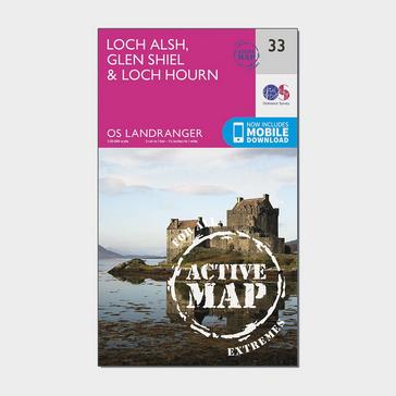 Pink Ordnance Survey Landranger Active 33 Loch Alsh, Glen Shiel & Loch Hourn Map With Digital Version