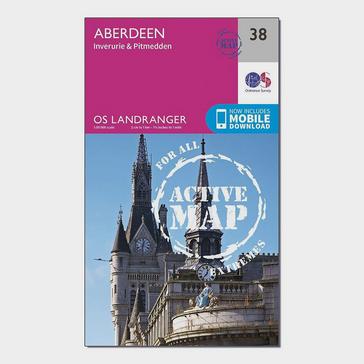Pink Ordnance Survey Landranger Active 38 Aberdeen, Inverurie & Pitmedden Map With Digital Version