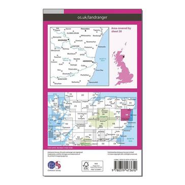 Pink Ordnance Survey Landranger Active 38 Aberdeen, Inverurie & Pitmedden Map With Digital Version