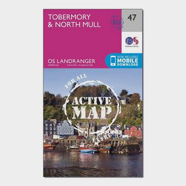 Pink Ordnance Survey Landranger Active 47 Tobermory & North Mull Map With Digital Version