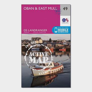 Pink Ordnance Survey Landranger Active 49 Oban & East Mull Map With Digital Version