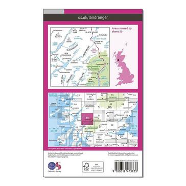 Pink Ordnance Survey Landranger Active 50 Glen Orchy & Loch Etive Map With Digital Version