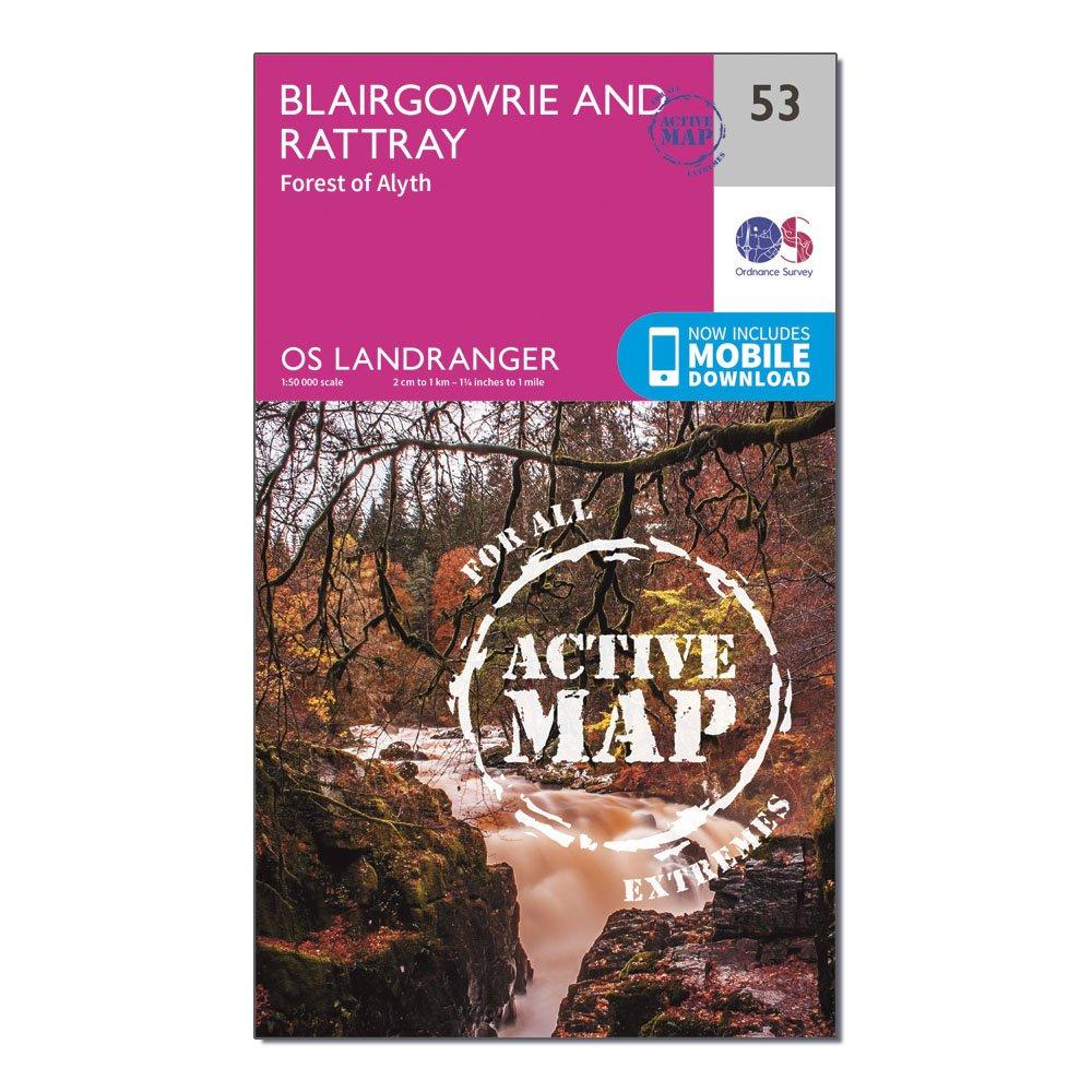 Image of Ordnance Survey Landranger Active 53 Blairgowrie & Forest Of Alyth Map With Digital Version, D