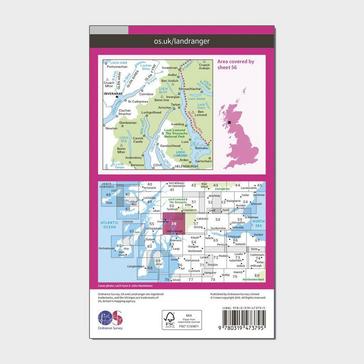 Pink Ordnance Survey Landranger Active 56 Loch Lomond & Inveraray Map With Digital Version