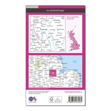 Pink Ordnance Survey Landranger Active 130 Grantham, Sleaford & Bourne Map With Digital Version