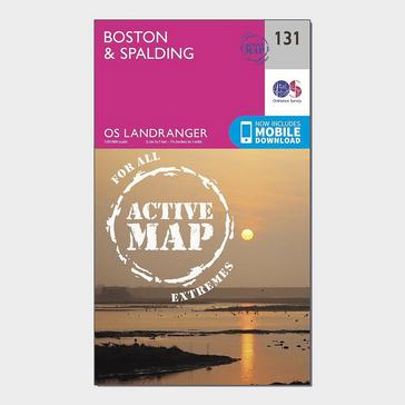 Pink Ordnance Survey Landranger Active 131 Boston & Spalding Map With Digital Version