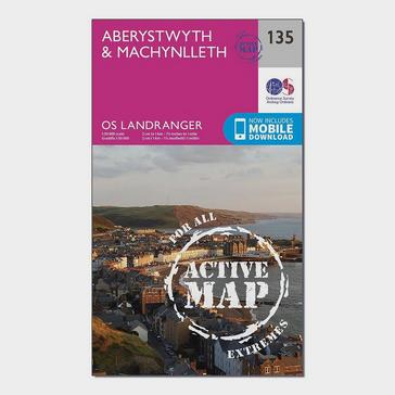 Pink Ordnance Survey Landranger Active 135 Aberystwyth & Machynlleth Map With Digital Version