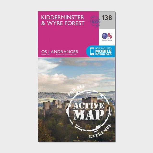 Pink Ordnance Survey Landranger Active 138 Kidderminster & Wyre Forest Map With Digital Version image 1