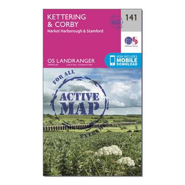 N/A Ordnance Survey Landranger Active 141 Kettering & Corby Map With Digital Version