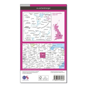 Pink Ordnance Survey Landranger Active 141 Kettering & Corby Map With Digital Version