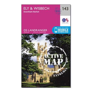 N/A Ordnance Survey Landranger Active 143 Ely & Wisbech, Downham Market Map With Digital Version