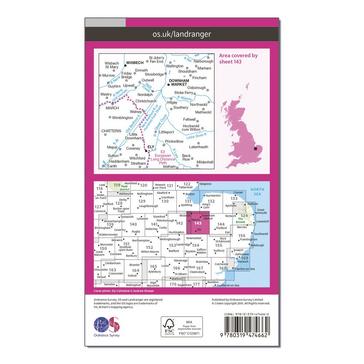 Pink Ordnance Survey Landranger Active 143 Ely & Wisbech, Downham Market Map With Digital Version