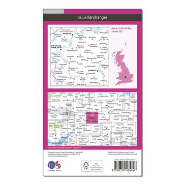 Pink Ordnance Survey Landranger Active 151 Stratford-upon-Avon, Warwick & Banbury Map With Digital Version