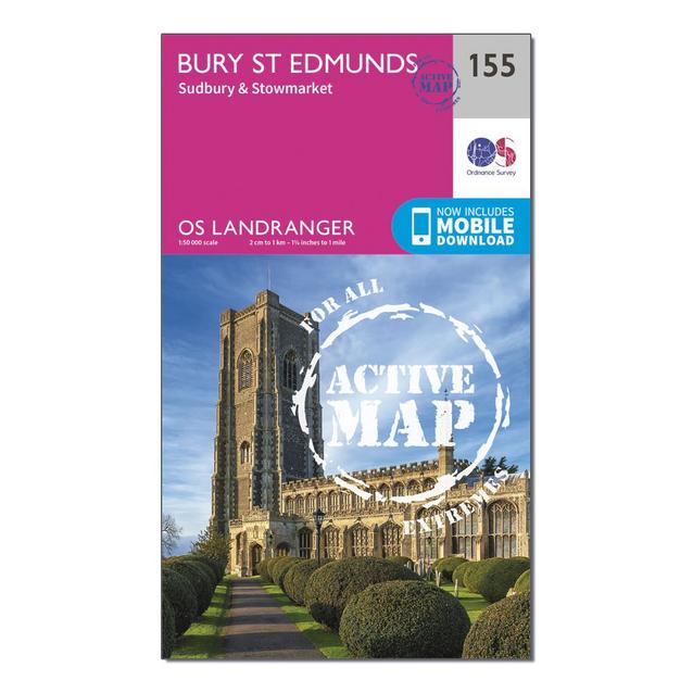 N/A Ordnance Survey Landranger Active 155 Bury St Edmunds, Sudbury & Stowmarket Map With Digital Version image 1