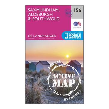 Pink Ordnance Survey Landranger Active 156 Saxmundham, Aldeburgh & Southwold Map With Digital Version