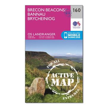 Pink Ordnance Survey Landranger Active 160 Brecon Beacons Map With Digital Version
