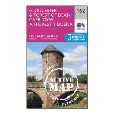 Pink Ordnance Survey Landranger Active 162 Gloucester & Forest of Dean Map With Digital Version