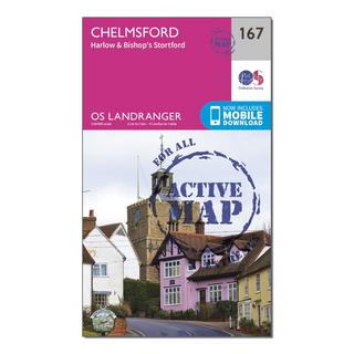 Landranger Active 167 Chelmsford, Harlow & Bishop's Stortford Map With Digital Version
