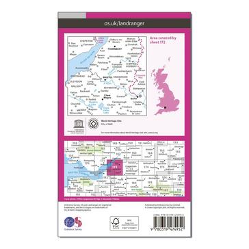 Pink Ordnance Survey Landranger Active 172 Bristol & Bath, Thornbury & Chew Magna Map With Digital Version
