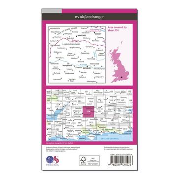 Pink Ordnance Survey Landranger Active 174 Newbury & Wantage, Hungerford & Didcot Map With Digital Version