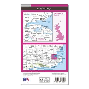 N/A Ordnance Survey Landranger Active 178 Thames Estuary, Rochester & Southend-on-Sea Map With Digital Version