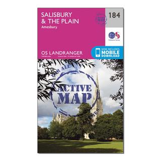 Landranger Active 184 Salisbury & The Plain, Amesbury Map With Digital Version