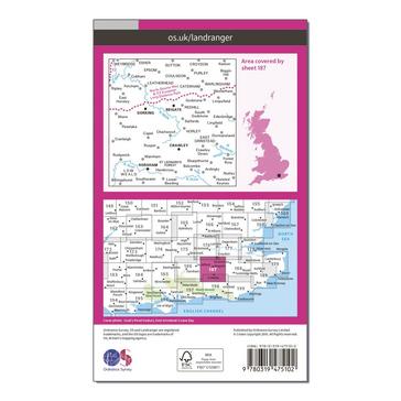 Pink Ordnance Survey Landranger Active 187 Dorking, Reigate & Crawley Map With Digital Version