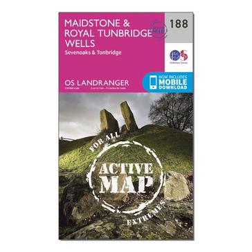 N/A Ordnance Survey Landranger Active 188 Maidstone & Royal Tunbridge Wells Map With Digital Version