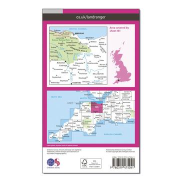 Pink Ordnance Survey Landranger Active 181 Minehead & Brendon Hills, Dulverton & Tiverton Map With Digital Version