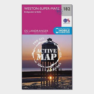 Pink Ordnance Survey Landranger Active 182 Weston-super-Mare, Bridgwater & Wells Map With Digital Version