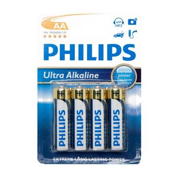 Multi Phillips Ultra Alkaline AA Batteries 4 Pack