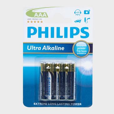Blue Phillips Ultra Alkaline AAA LR03 Batteries 4 Pack