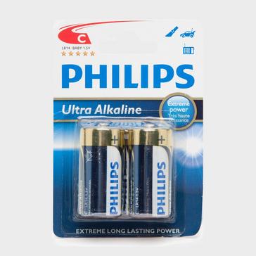 Blue Phillips Ultra Alkaline C LR14 1.5V Batteries 2 Pack