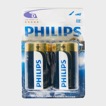 Blue Phillips Ultra Alkaline D LR20 Batteries 2 Pack