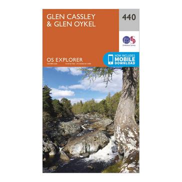 Orange Ordnance Survey Explorer 440 Glen Cassley & Glen Oykel Map With Digital Version